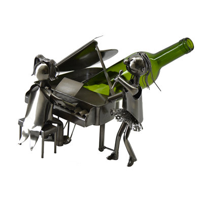 Jamel Piano Pianist and Singer Duo Performing Metal 1 Bottle Tabletop Wine Holder