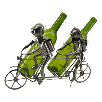 Leighann Happy Couple on Tamdem Cruise Bicycle Metal 2 Bottle Tabletop Wine Bottle Holder