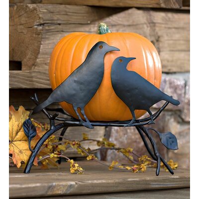 Halloween Pumpkin Holder with Ravens on Branch