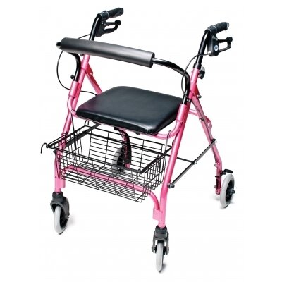 Walkabout Lite Four-Wheel Rollator Color: Pink image