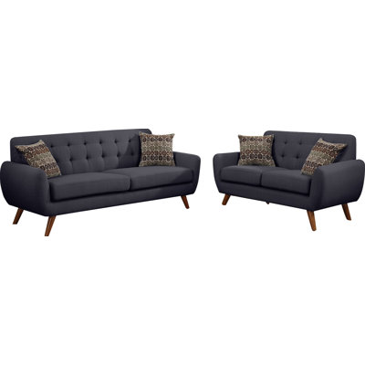 Mercury Row MCRW1609 Bice Modern Retro Sofa and Loveseat Set Upholstery