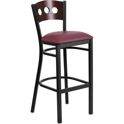 Barker 32 inch Bar Stool (Set of 2) Upholstery: Burgundy