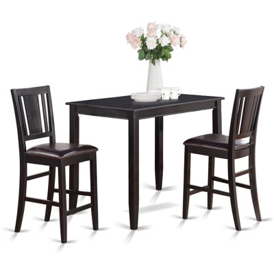 Lightner 3 Piece Counter Height Dining Set (Set of 2) Finish: Black