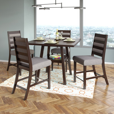 Duluth 5 Piece Counter Height Dining Set Upholstery Color: Gray