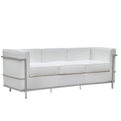 FMI1159-white FLNE1337 Fine Mod Imports Cube Lc2 Petit Leather Sofa