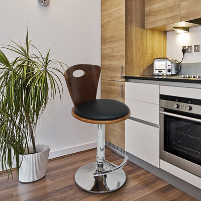 Adjustable Height Swivel Bar Stool Upholstery: Black