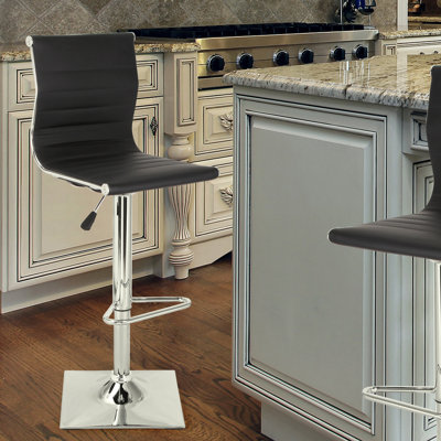 Adjustable Height Swivel Bar Stool Upholstery: Black