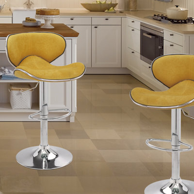 Adjustable Height Swivel Bar Stool Upholstery: Yellow