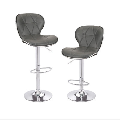 Adjustable Height Swivel Bar Stool Upholstery: Gray