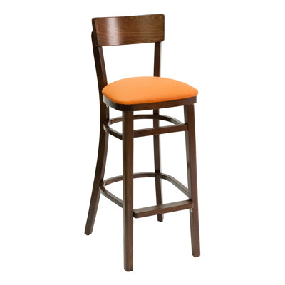 FLS Series 30 inch Bar Stool Upholstery: Espresso, Base Finish: Walnut