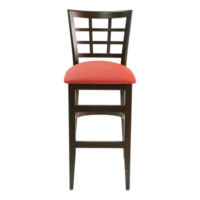 CON Series 30 inch Bar Stool Upholstery: Ivory, Base Finish: Mahogany