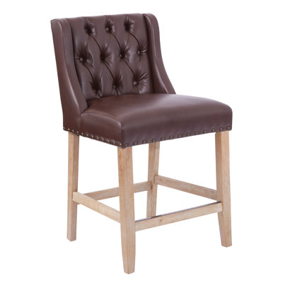 Kate 25.75 inch Bar Stool with Cushion Upholstery: Klein Chocolate Fabric