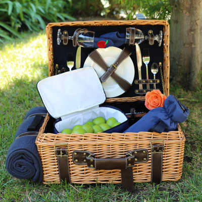 Picnic Pack USA English Style Willow Picnic Basket with Blanket