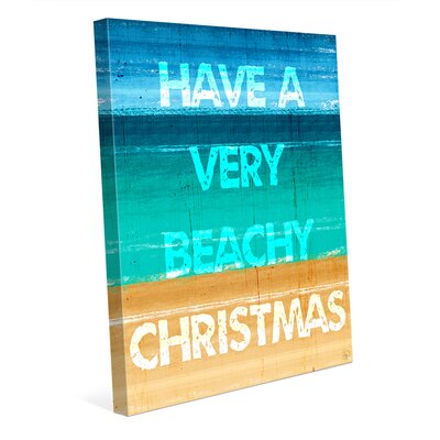 'Beachy Christmas Sea Foam' Textual Art on Wrapped Canvas