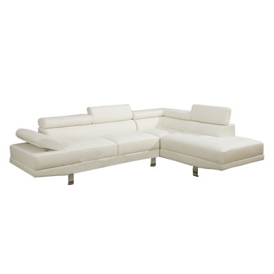 Madison Home USA 2PC-SEC-LEATHER-WHITE Sectional Upholstery