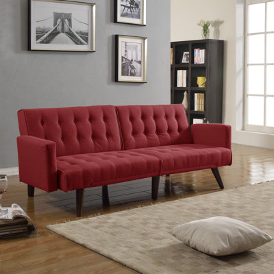 Madison Home USA CAP17J-RD Mid Century Tufted Linen Sleeper Convertible Sofa
