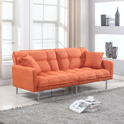 Madison Home USA EXP54-3S-ORNG Modern Plush Tufted Convertible Sofa Upholstery