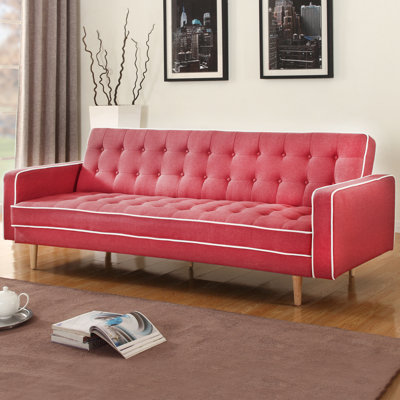 Madison Home USA EXP-LINST01-RED Mid-Century Modern 2 Tone Sleeper Futon Sofa