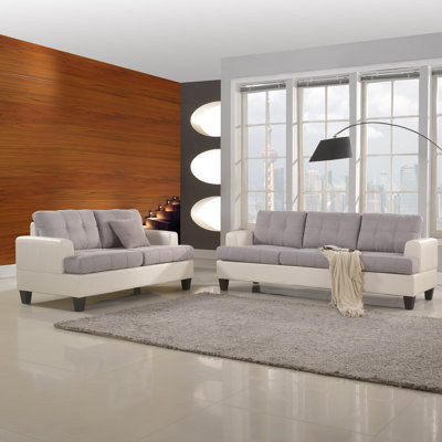 Madison Home USA EXP36-WH/GR Sofa and Loveseat Set