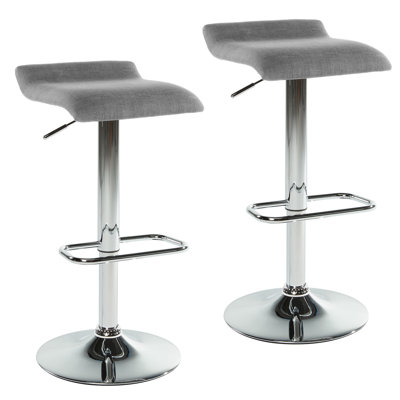 Adjustable Height Swivel Bar Stool With Cushion Upholstery: Gray