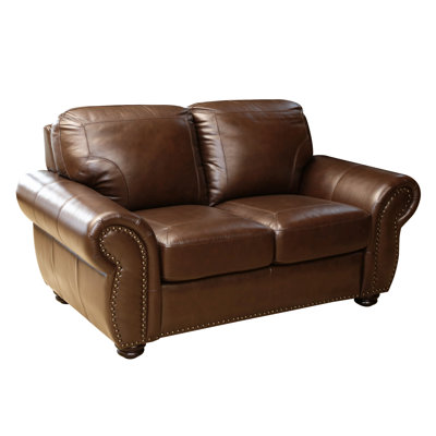 Darby Home Co DBHC4914 27052306 Scarsdale Top Grain Leather Loveseat