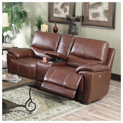 Darby Home Co DBHC2111 25715405 Console Top Leather Reclining Loveseat