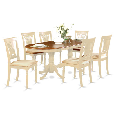 Germantown 7 Piece Dining Set Finish Buttermilk Cherry Chair Upholstery Microfiber