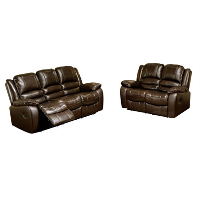 Darby Home Co DBHC6883 27934194 Jorgensen Leather Sofa and Loveseat Set