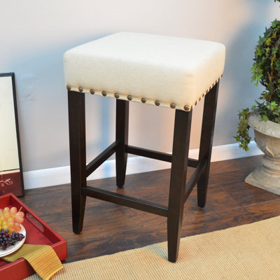 Stafford 24 inch Bar Stool Frame Finish / Upholstery: Espresso / Linen