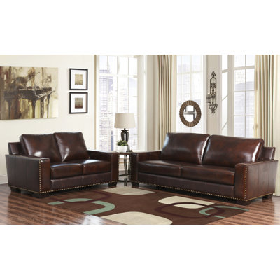 Darby Home Co DRBC4774 32356580 William Leather Sofa and Loveseat Set