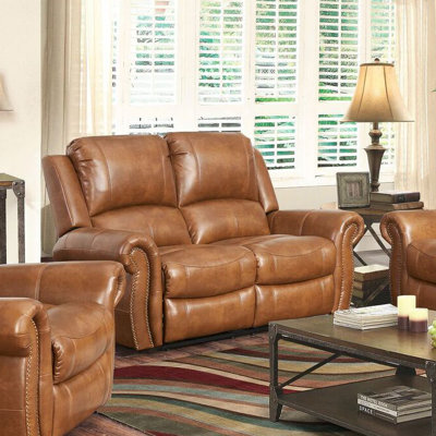 Darby Home Co DRBC6074 Bitter Root Leather Reclining Loveseat