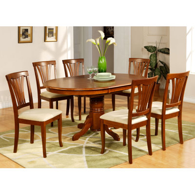 Attamore 7 Piece Dining Set Chair Upholstery: Faux Leather, Finish: Saddle Brown