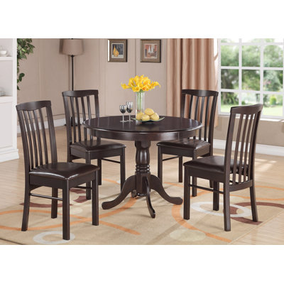 Bonenfant 5 Piece Dining Set Finish: Cappuccino, Chair Upholstery: Faux Leather