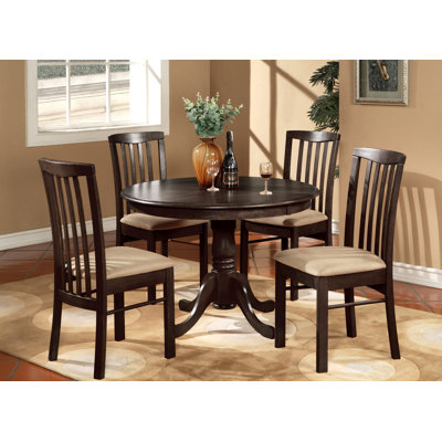 Bonenfant 5 Piece Dining Set Chair Upholstery: Microfiber, Finish: Cappuccino