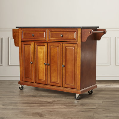 Abbate Kitchen Island with Solid Black Granite Top Base Finish: Classic Cherry
