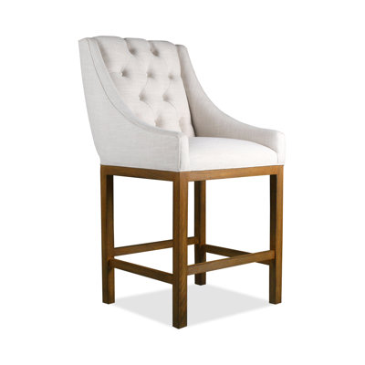 Haley 26 inch Bar Stool Upholstery: Sand, Finish: Dark Gray
