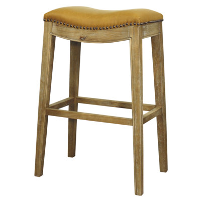 Lilly 31 inch Bar Stool Finish: Weathered Smoke, Upholstery: Vintage Caramel