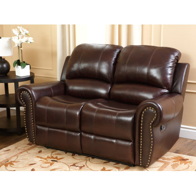 Darby Home Co DBYH1650 Barnsdale Leather Reclining Loveseat