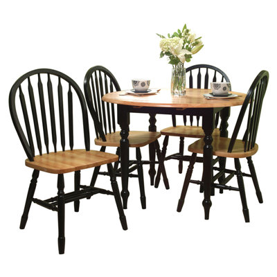 Cecelia 5 Piece Dining Set Finish: Black / Natural