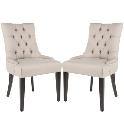 Reynesford Velvet Side Chair Set of 2 Upholstery Taupe Fabric