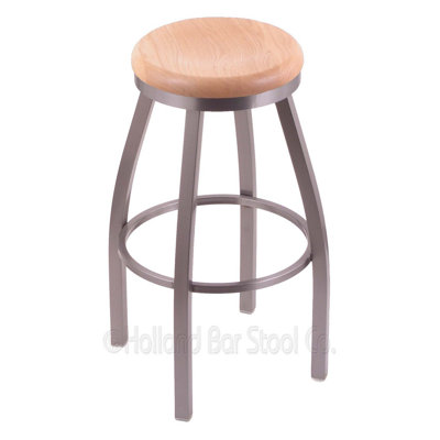 Cragin 25 inch Swivel Bar Stool Upholstery: Natural Oak, Upholstery: Stainless
