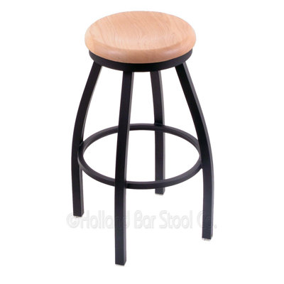 Cragin 25 inch Swivel Bar Stool Upholstery: Natural Oak, Upholstery: Black Wrinkle