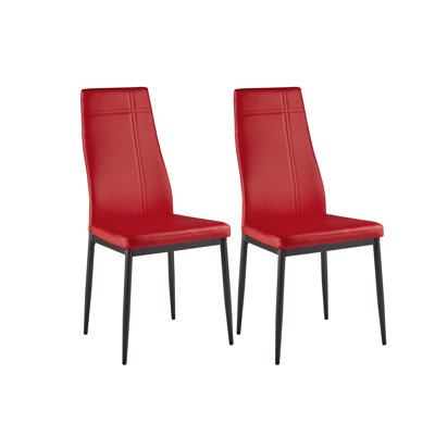 Calanthe Modern Side Chair Upholstery: Faux Leather - Red