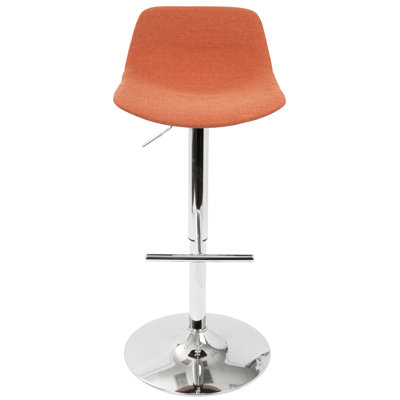 Diona Adjustable Height Swivel Bar Stool with Cushion Upholstery: Orange