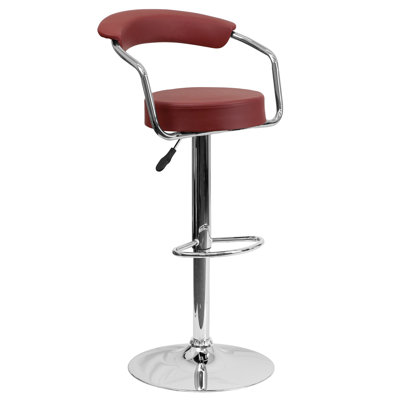 Adjustable Height Swivel Metal Bar Stool (Set of 2) Upholstery: Burgundy