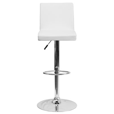 Compton Martin Adjustable Height Swivel Bar Stool (Set of 2) Upholstery: White