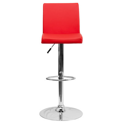 Compton Martin Adjustable Height Swivel Bar Stool (Set of 2) Upholstery: Red