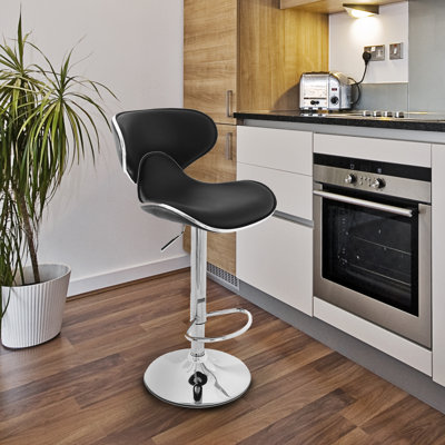 Low Back Adjustable Height Swivel Bar Stool Upholstery: Black