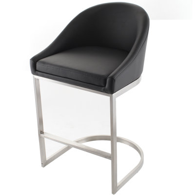 26 inch Faux Leather Bar Stool Upholstery: Black