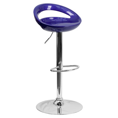 Tyson Adjustable Height Swivel Bar Stool Seat Color: Blue